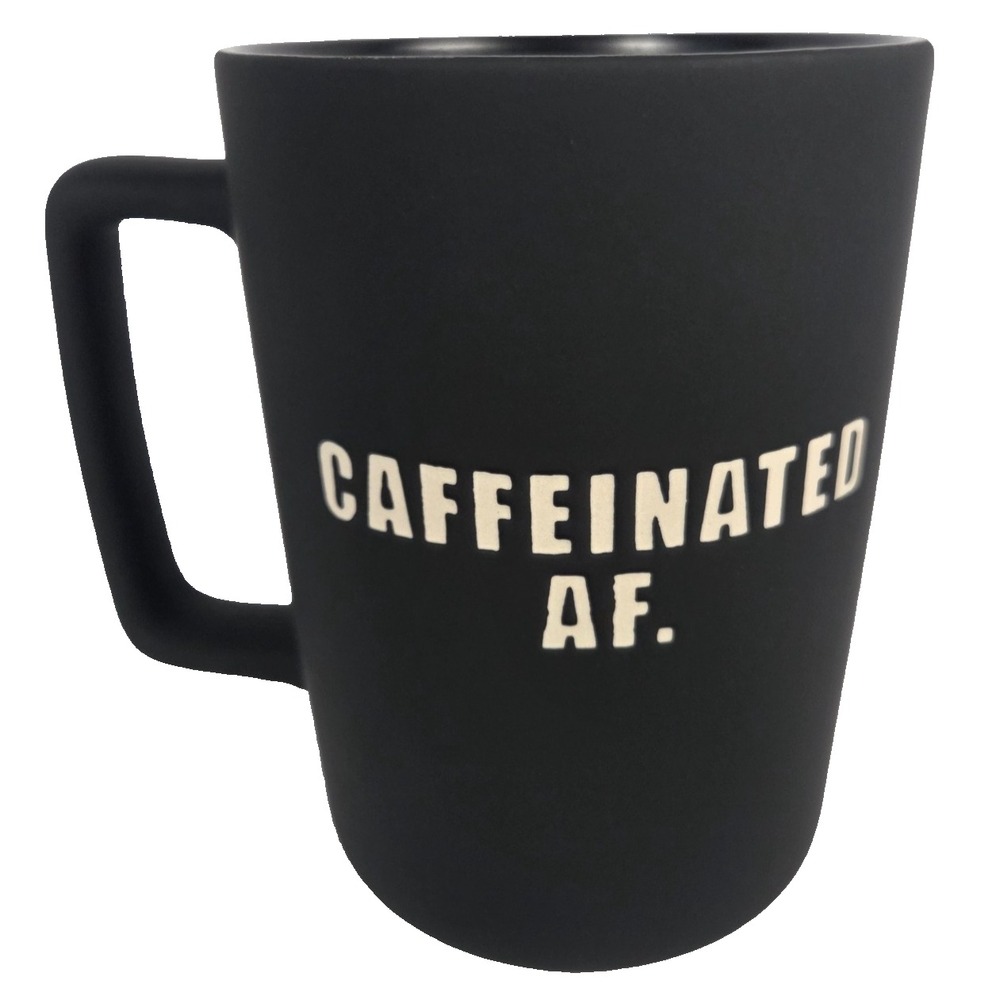 Caffeinated AF Coffee Mug Black Gold Funny Sarcastic Coffee Lover 5 Inch New